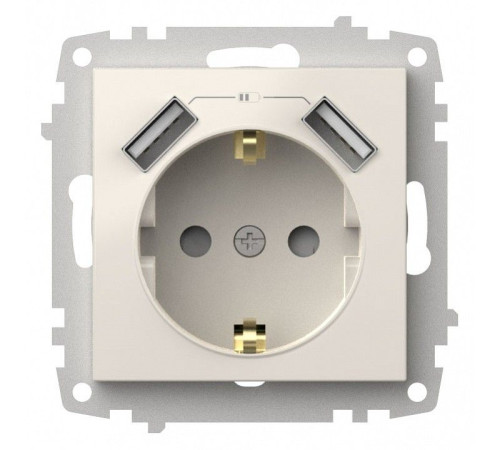 Розетка с заземлением и со шторкой и 2хUSB type A, без рамки Elbi Eleсtriс Zena Vega 609-010200-317