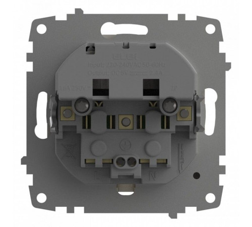 Розетка с заземлением и со шторкой и 2хUSB type A, без рамки Elbi Eleсtriс Zena Vega 609-010200-317