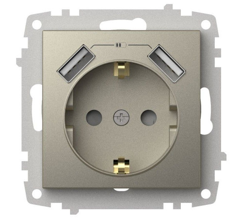 Розетка с заземлением и со шторкой и 2хUSB type A, без рамки Elbi Eleсtriс Zena Vega 609-011400-317