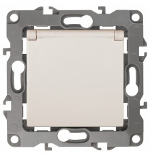 Розетка с заземлением и со шторкой, без рамки с крышкой Эра Эра 12 12-2103-02