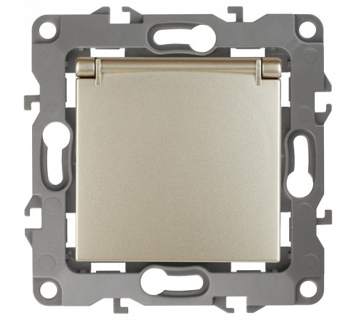 Розетка с заземлением и со шторкой, без рамки с крышкой Эра Эра 12 12-2103-04