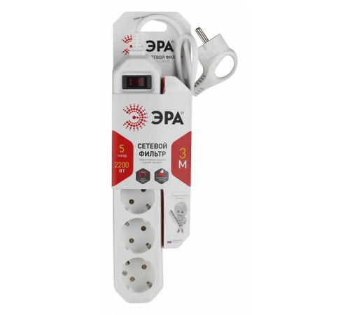 Сетевой фильтр Эра USF-5es-3m-W Б0019033