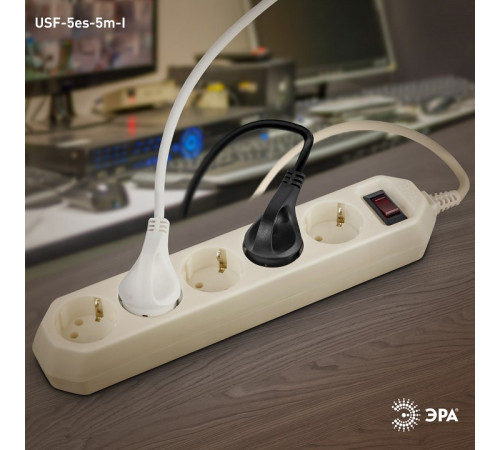 Удлинитель с выключателем Эра USF-5es-5m-I