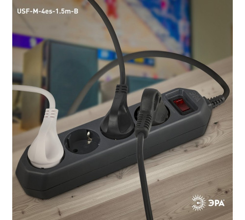 Удлинитель с выключателем Эра USF-M-4es-1.5m-B