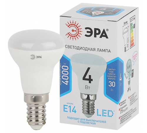Лампа светодиодная ЭРА Стандарт E14 4 Вт 4000 К LED-R39-4W-840-E14