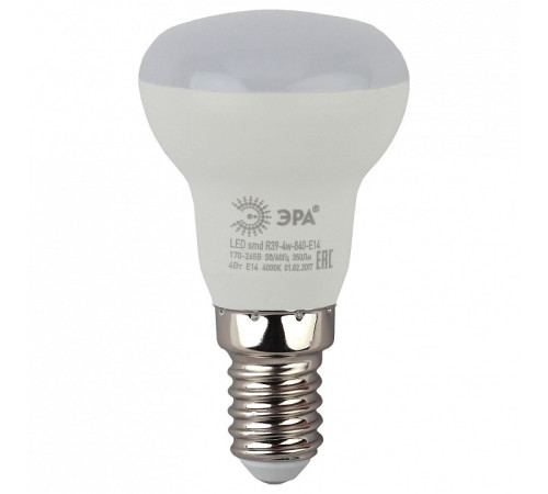 Лампа светодиодная ЭРА Стандарт E14 4 Вт 4000 К LED-R39-4W-840-E14