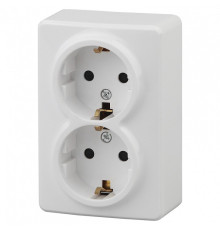 Розетка двойная с заземлением Эра Эра Эксперт 11-2205-01