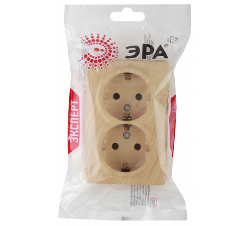 Розетка двойная с заземлением Эра Эра Эксперт 11-2205-11