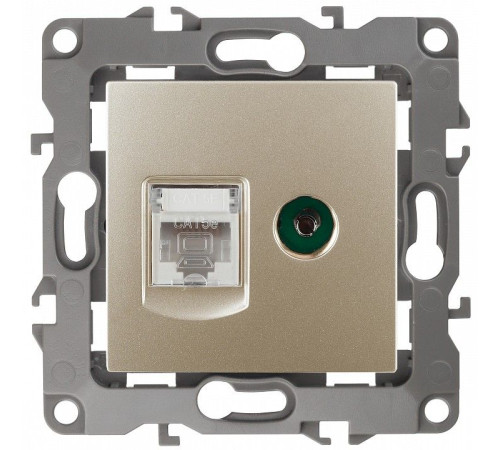 ТВ-розетка и розетка Ethernet RJ-45 без рамки Эра Эра 12 12-3110-04