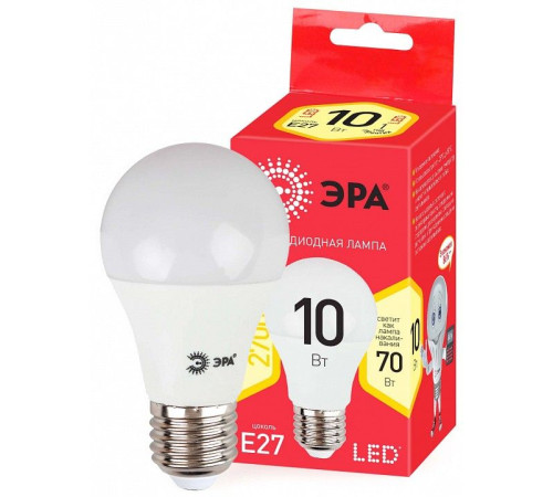 Лампа светодиодная Эра E27 10Вт 2700K ECO LED A60-10W-827-E27 R