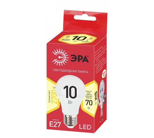 Лампа светодиодная Эра E27 10Вт 2700K ECO LED A60-10W-827-E27 R