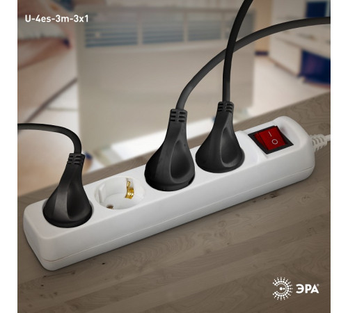 Удлинитель с выключателем Эра U-4es-3m-3x1
