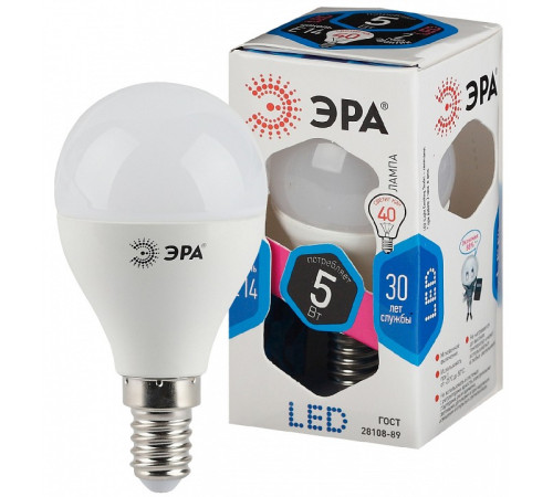 Лампа светодиодная Эра Стандарт LED P45-5W-840-E14