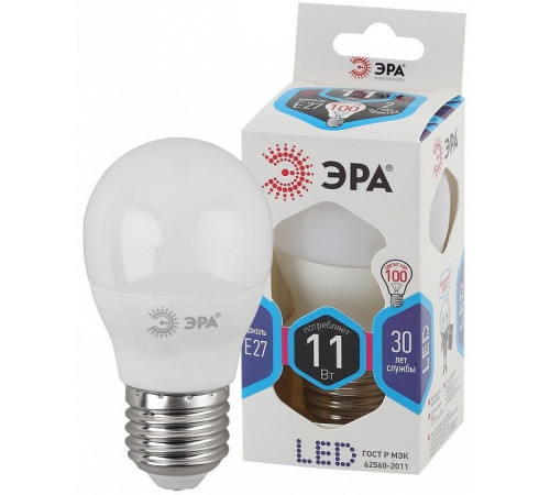 Лампа светодиодная Эра Стандарт LED P45-11W-840-E27