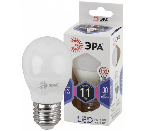 Лампа светодиодная Эра Стандарт LED P45-11W-860-E27