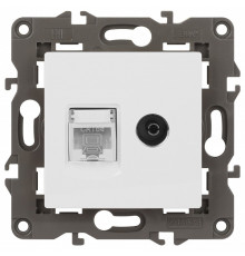 ТВ-розетка и розетка Ethernet RJ-45 без рамки Эра Эра Elegance 14-3110-01