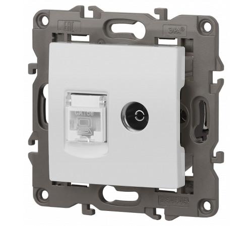 ТВ-розетка и розетка Ethernet RJ-45 без рамки Эра Эра Elegance 14-3110-01