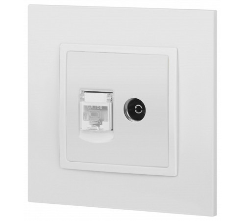 ТВ-розетка и розетка Ethernet RJ-45 без рамки Эра Эра Elegance 14-3110-01