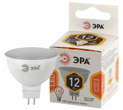 Лампа светодиодная Эра Стандарт LED MR16-12W-827-GU5.3