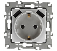Розетка с заземлением и со шторкой и 2хUSB, без рамки Эра Эра 12 12-4109-03