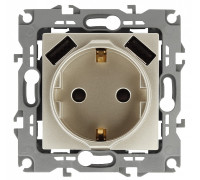 Розетка с заземлением и со шторкой и 2хUSB, без рамки Эра Эра 12 12-4109-04