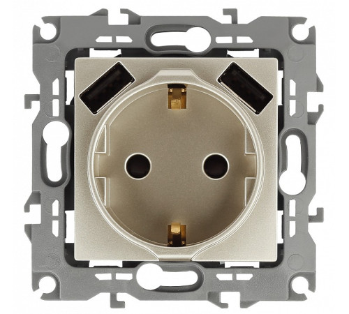 Розетка с заземлением и со шторкой и 2хUSB, без рамки Эра Эра 12 12-4109-04