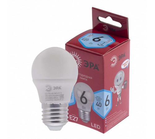 Лампа светодиодная Эра LED P45-6W-840-E27 R