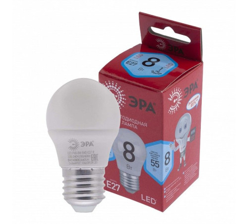 Лампа светодиодная Эра LED P45-8W-840-E27 R