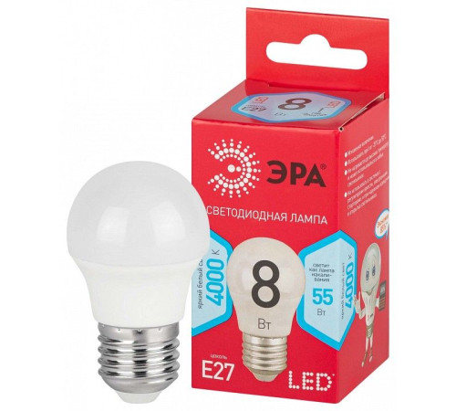 Лампа светодиодная Эра LED P45-8W-840-E27 R