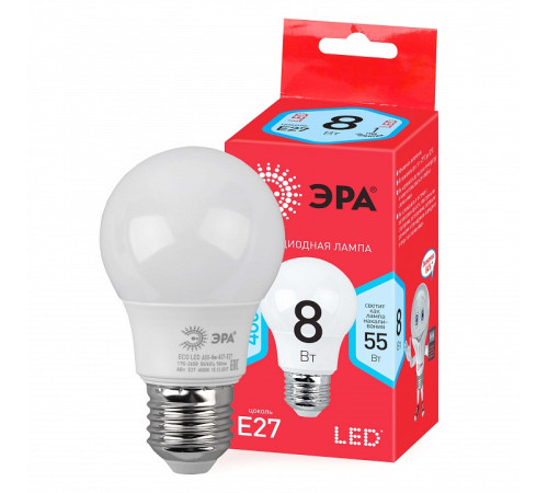 Лампа светодиодная Эра LED A55-8W-840-E27 R