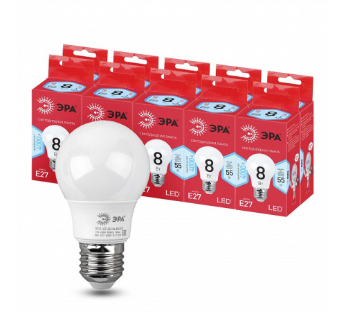 Лампа светодиодная Эра LED A55-8W-840-E27 R
