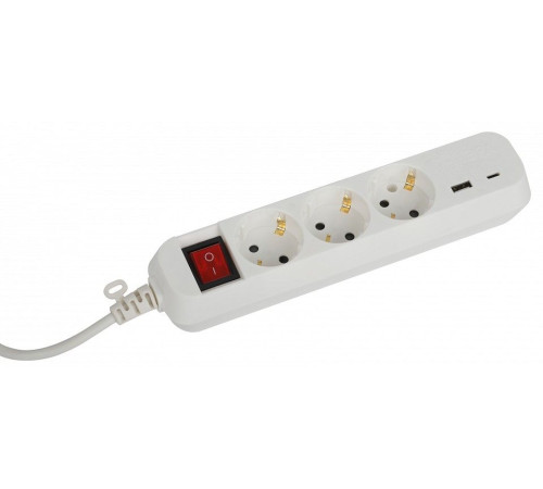 Удлинитель с выключателем ЭРА UB-3es-5m-USB 3 розетки 5 м 2xUSB UB-3es-5m-USB