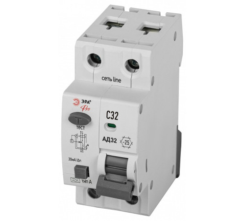 Дифференциальный автоматический выключатель электронный 1P+N Эра АД-32 D32E2C32А30
