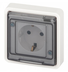 Розетка с заземлением с крышкой Эра Эра Эксперт 11-2521-01