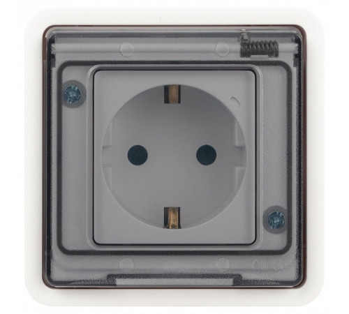 Розетка с заземлением с крышкой Эра Эра Эксперт 11-2521-01