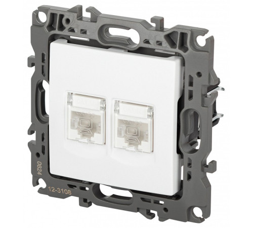 Розетка двойная Ethernet RJ-45 без рамки Эра Эра 12 12-3108-01М