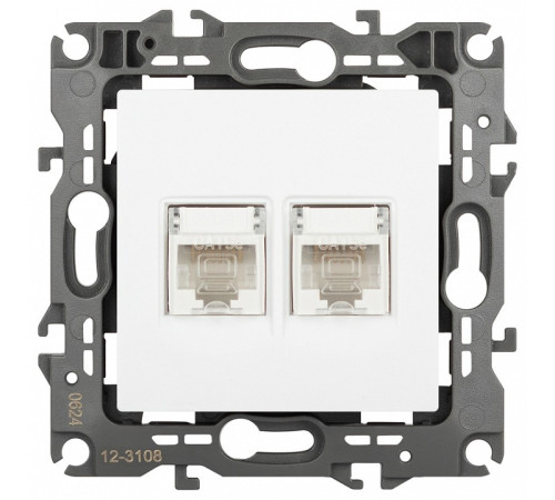 Розетка двойная Ethernet RJ-45 без рамки Эра Эра 12 12-3108-01М