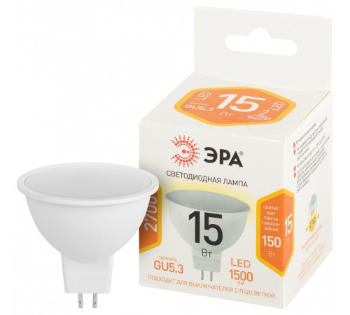 Лампа светодиодная Эра Стандарт LED MR16-15W-827-GU5.3