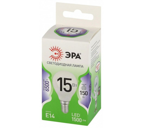 Лампа светодиодная ЭРА Green Line Шар P45 15 Вт E14 6500 К LED P45-15W-865-E14 GL
