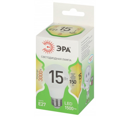 Лампа светодиодная Эра Green Line LED A60-15W-830-E27 GL
