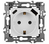 Розетка с заземлением и со шторкой и 2хUSB, без рамки Эра Эра 12 12-4108-01