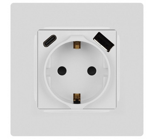 Розетка с заземлением и со шторкой и 2хUSB, без рамки Эра Эра 12 12-4108-01