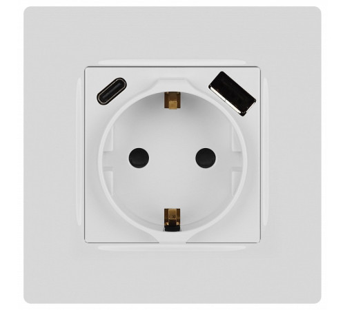 Розетка с заземлением и со шторкой и 2хUSB, без рамки Эра Эра 12 12-4108-01