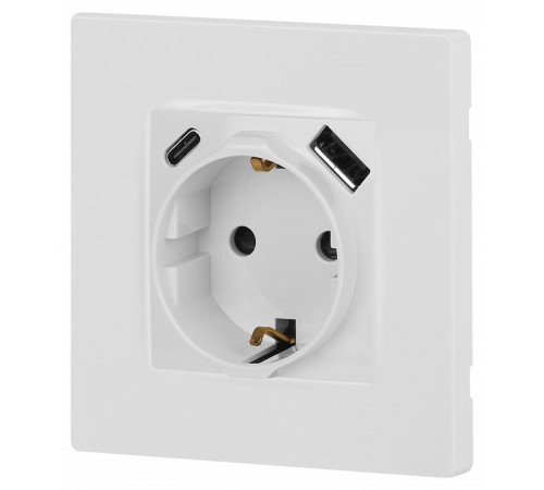 Розетка с заземлением и со шторкой и 2хUSB, без рамки Эра Эра 12 12-4108-01