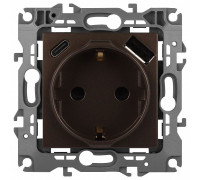 Розетка с заземлением и со шторкой и 2хUSB, без рамки Эра Эра 12 12-4108-13