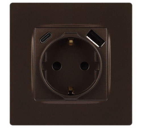 Розетка с заземлением и со шторкой и 2хUSB, без рамки Эра Эра 12 12-4108-13
