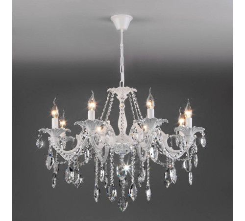 Подвесная люстра Eurosvet Veletta 10108/8 белый/прозрачный хрусталь Strotskis