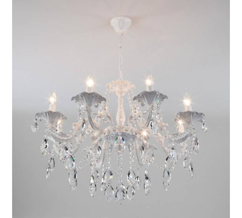 Подвесная люстра Eurosvet Veletta 10108/8 белый/прозрачный хрусталь Strotskis