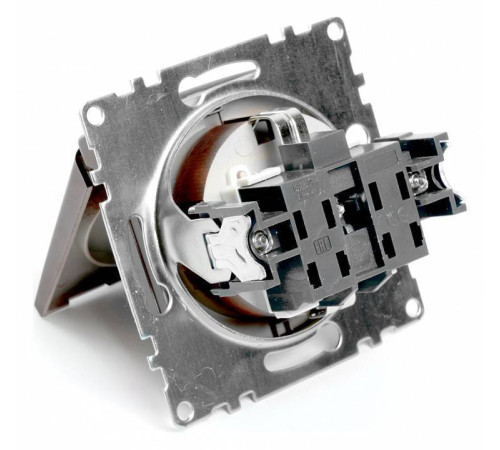 Розетка с заземлением и с шторками, без рамки с крышкой Stekker Катрин 49029