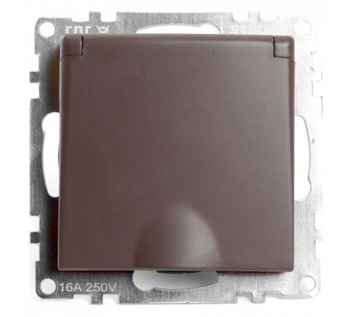 Розетка с заземлением и с шторками, без рамки с крышкой Stekker Катрин 49029